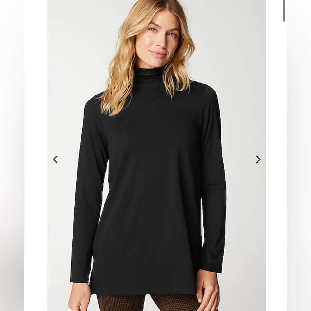 SOLD J Jill Women Petite M Black Luxe Supima Everyday Turtleneck Tunic Top Luxur - Picture 2 of 10